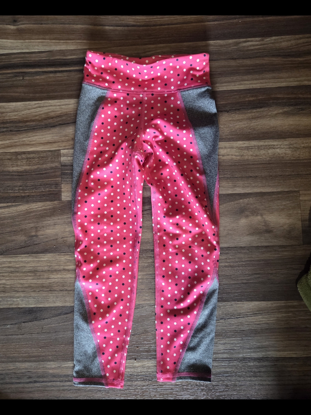 GAP Pink Polka Dot Leggings with Gray Panels